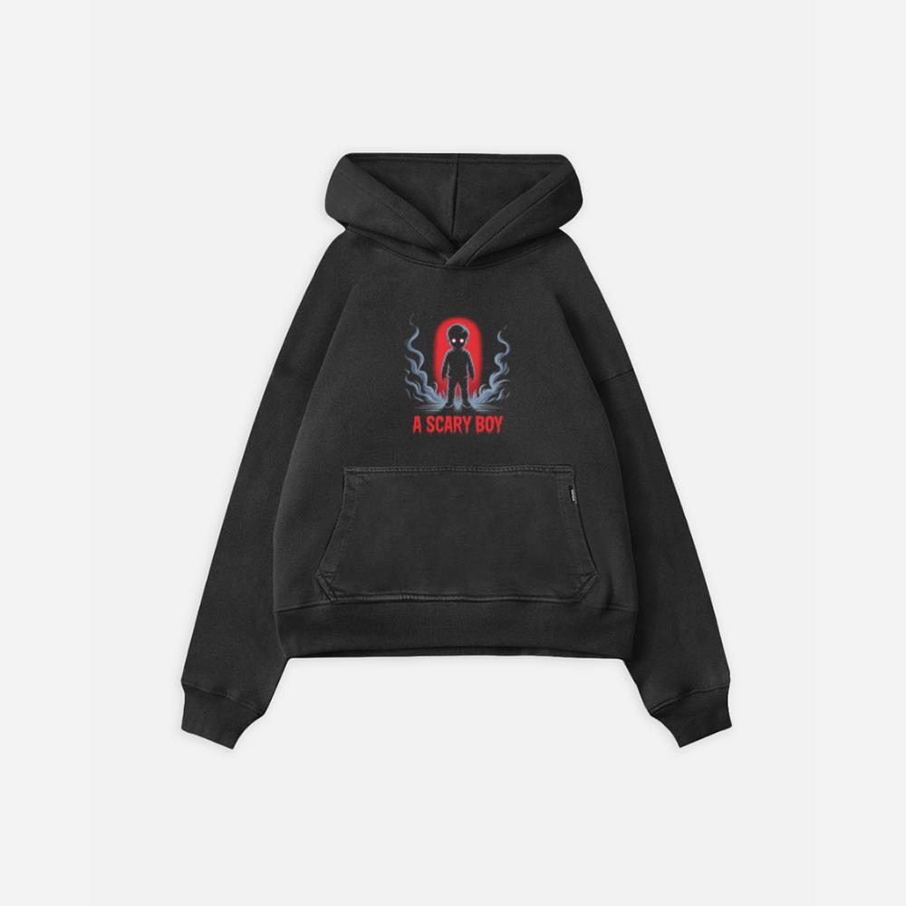 A Scary Boy Red Glow Horror Design Hoodie