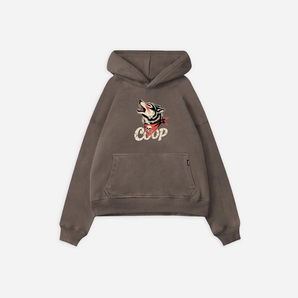Coop Wolf Howling Retro Style Design Hoodie - Image 2