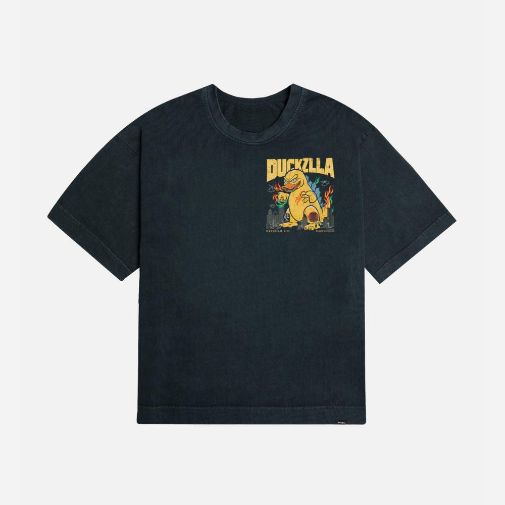 Duckzilla Monster Duck Retro Cartoon Design T-Shirt - Image 3