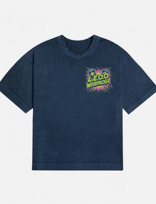 LEOO Woodpacker Retro Neon Text Design T-Shirt