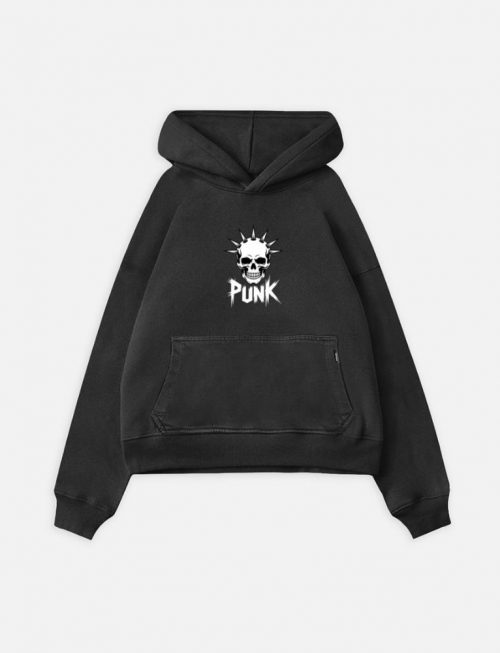 Punk Skull Spikes Retro Graphic Hoodie