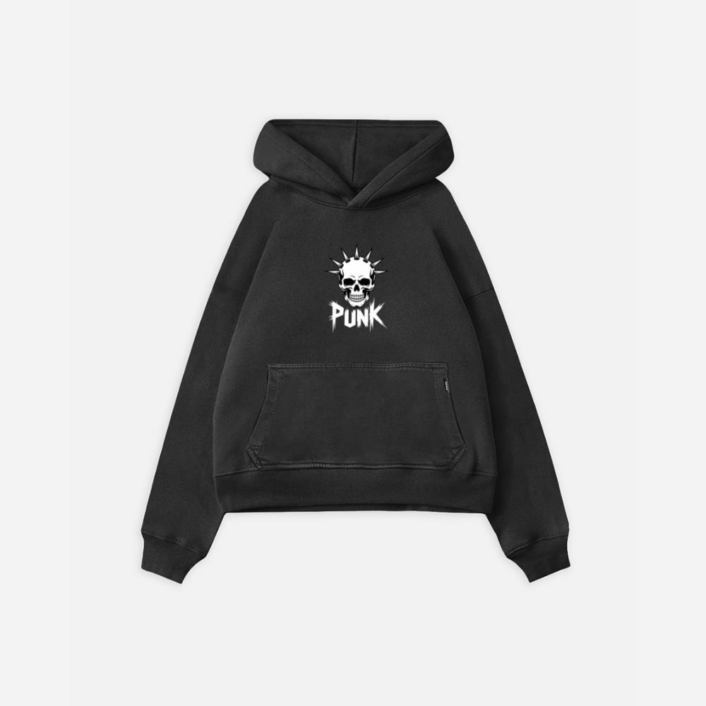 Punk Skull Spikes Retro Graphic Hoodie