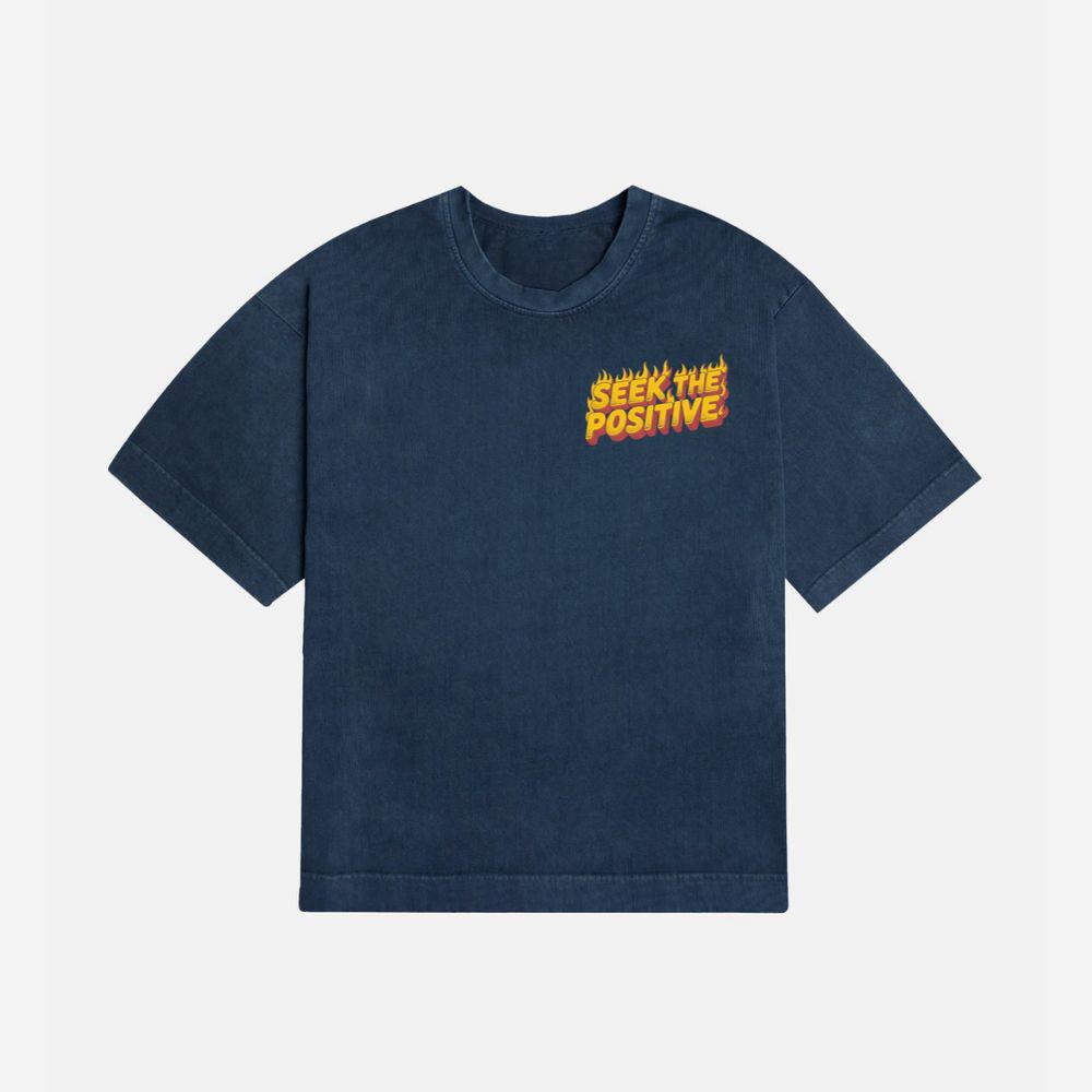 Seek the Positive Retro Flame Text Graphic T-Shirt
